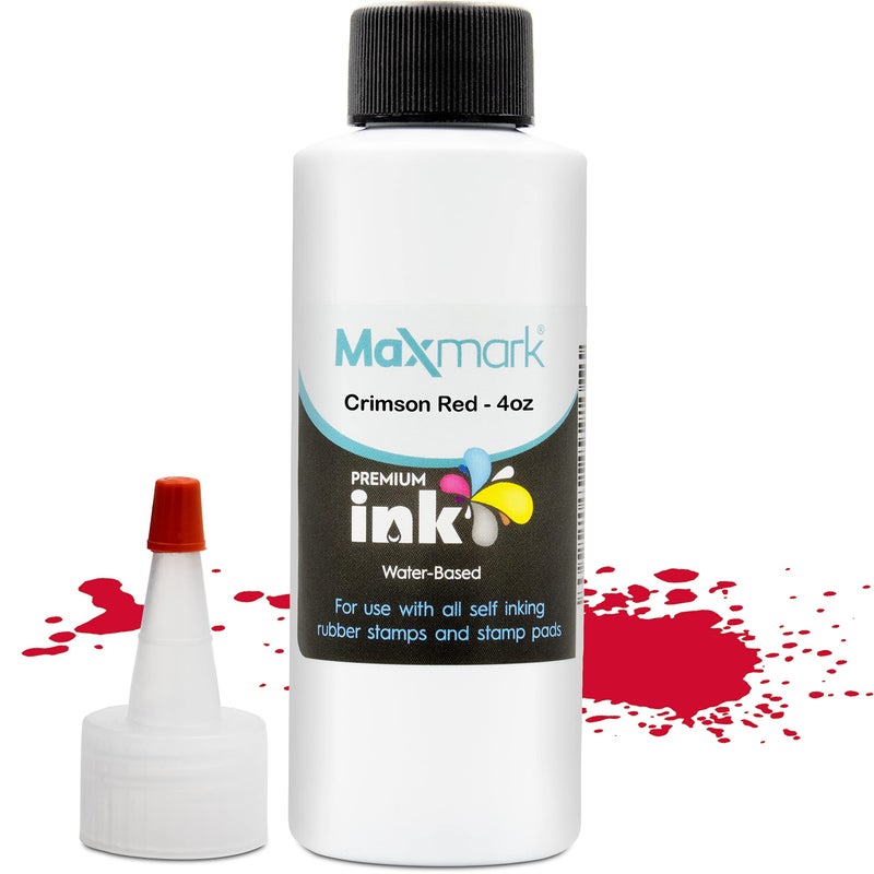 ماكس مارك حبر MaxMark Premium Refill للطوابع ومنصات الطوابع ذاتية التحبير، لون أحمر قرمزي - 118 مل. - Image 1